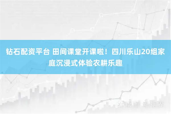 钻石配资平台 田间课堂开课啦!四川乐山20组家庭沉浸式体验农耕乐趣